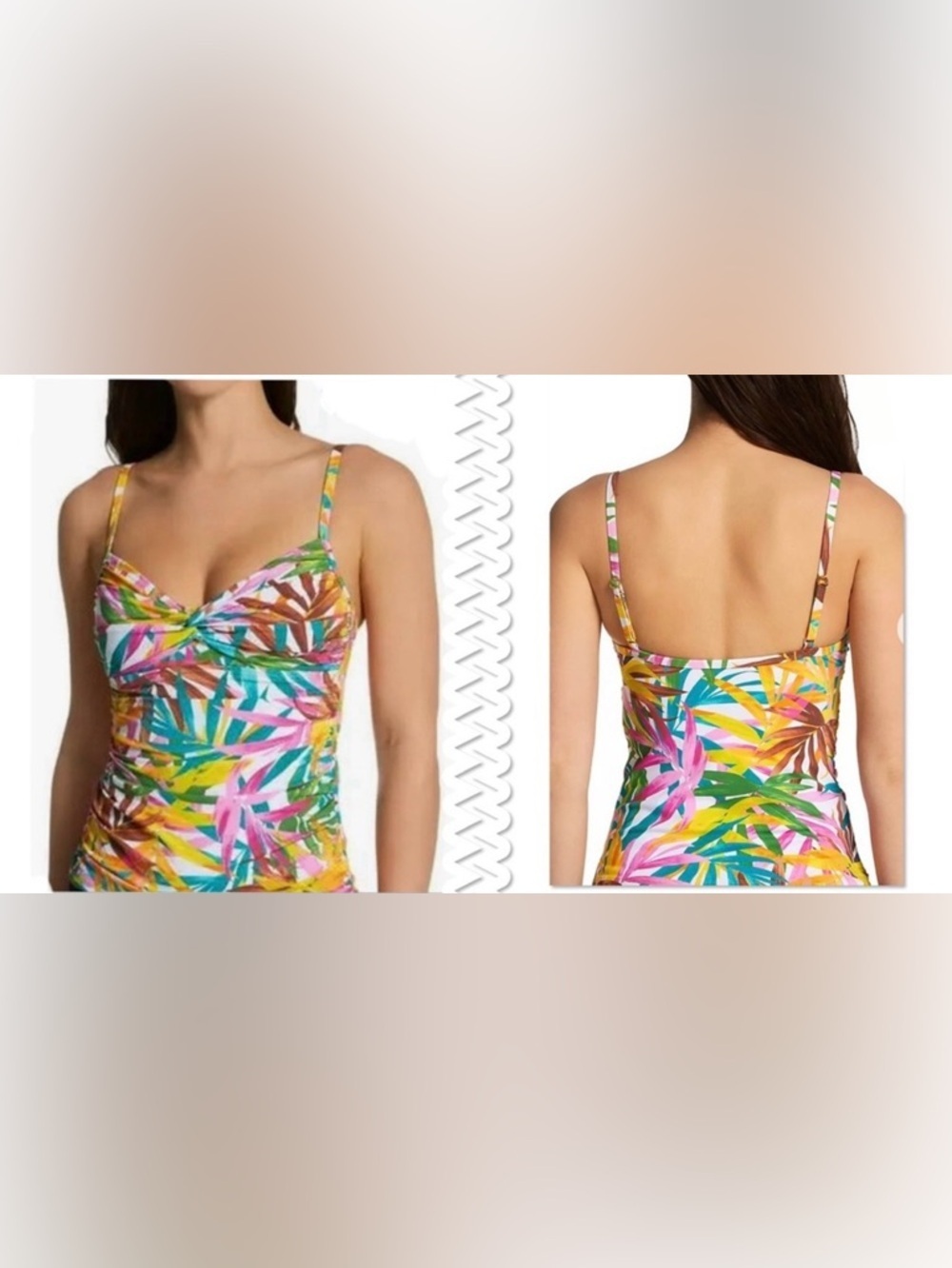 Bleu Rod Beattie Fantasy Island Twist Front Tankini Swim Top Size 6